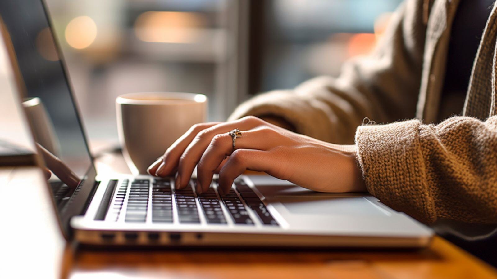 person typing on a computer keyboard