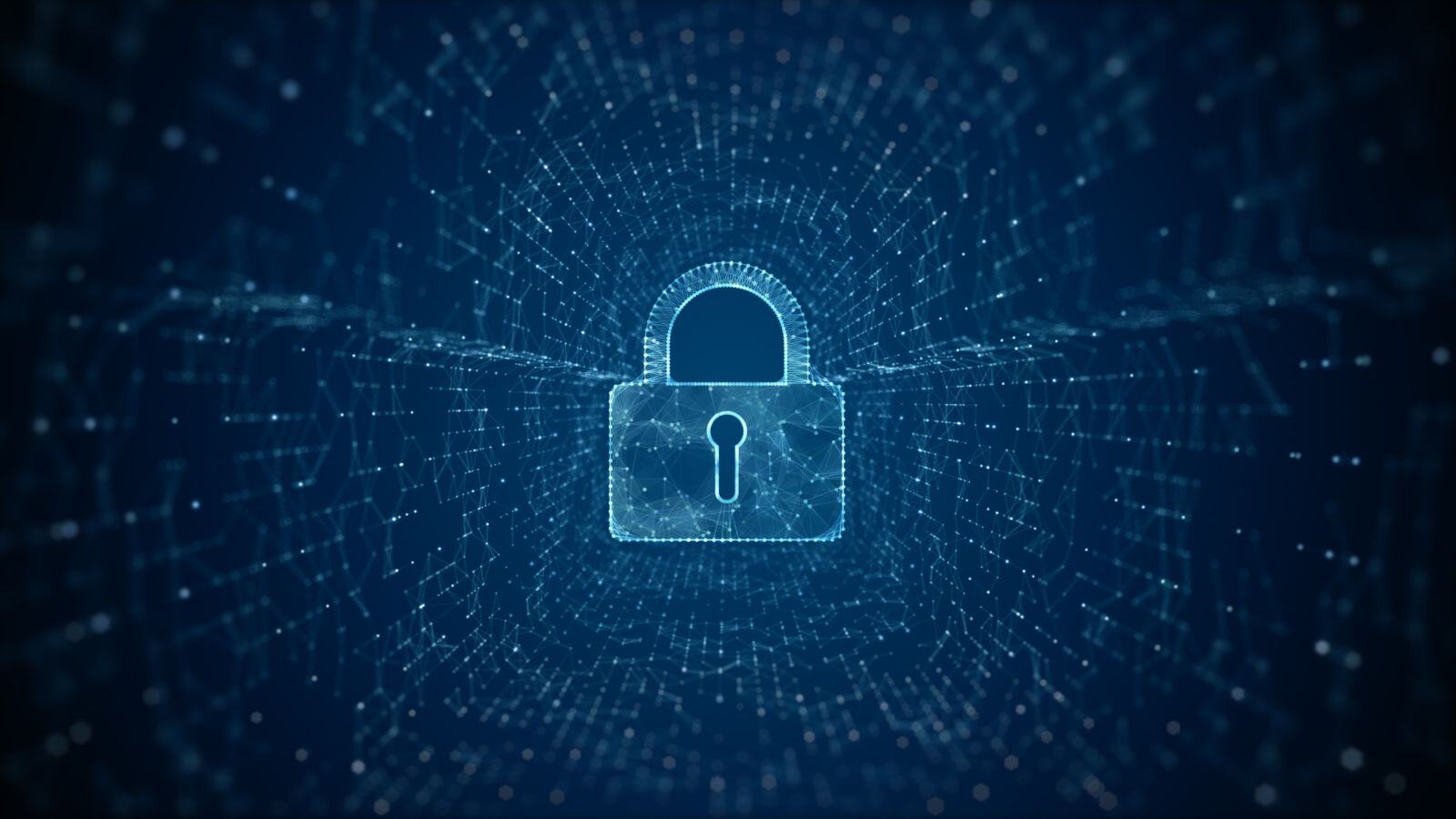 blue lock in front of a dark background
