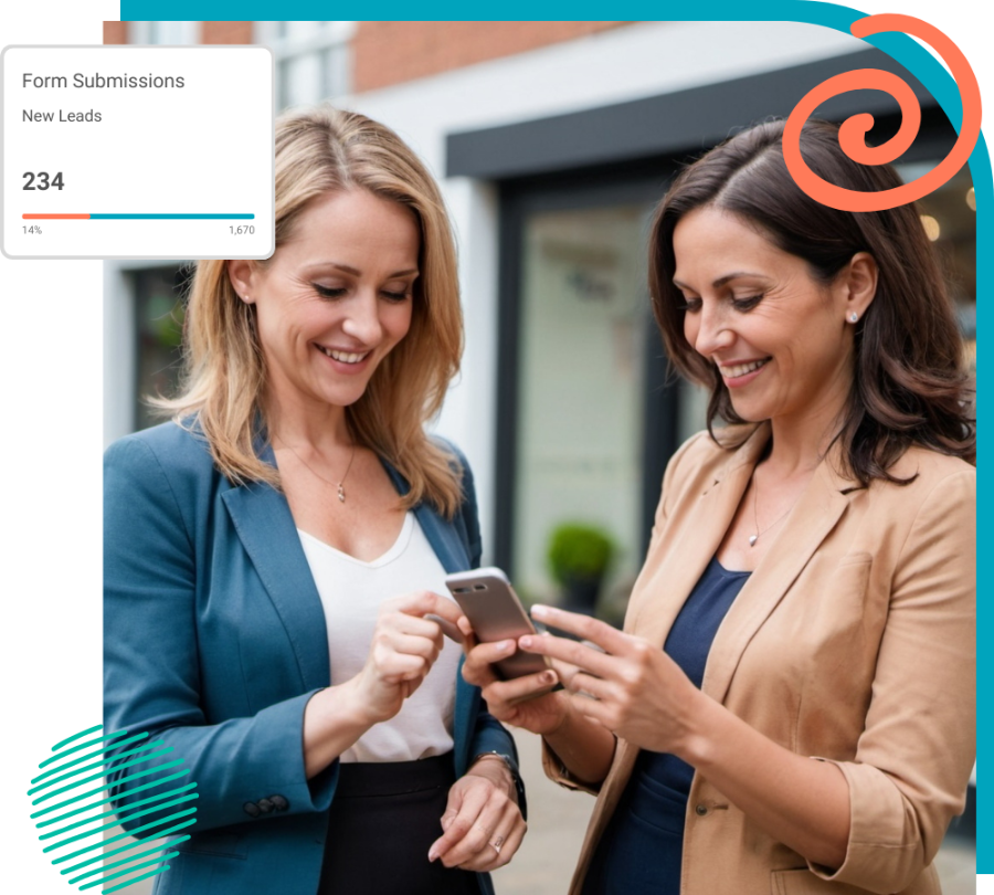 Two business partners looking at SEO results-1