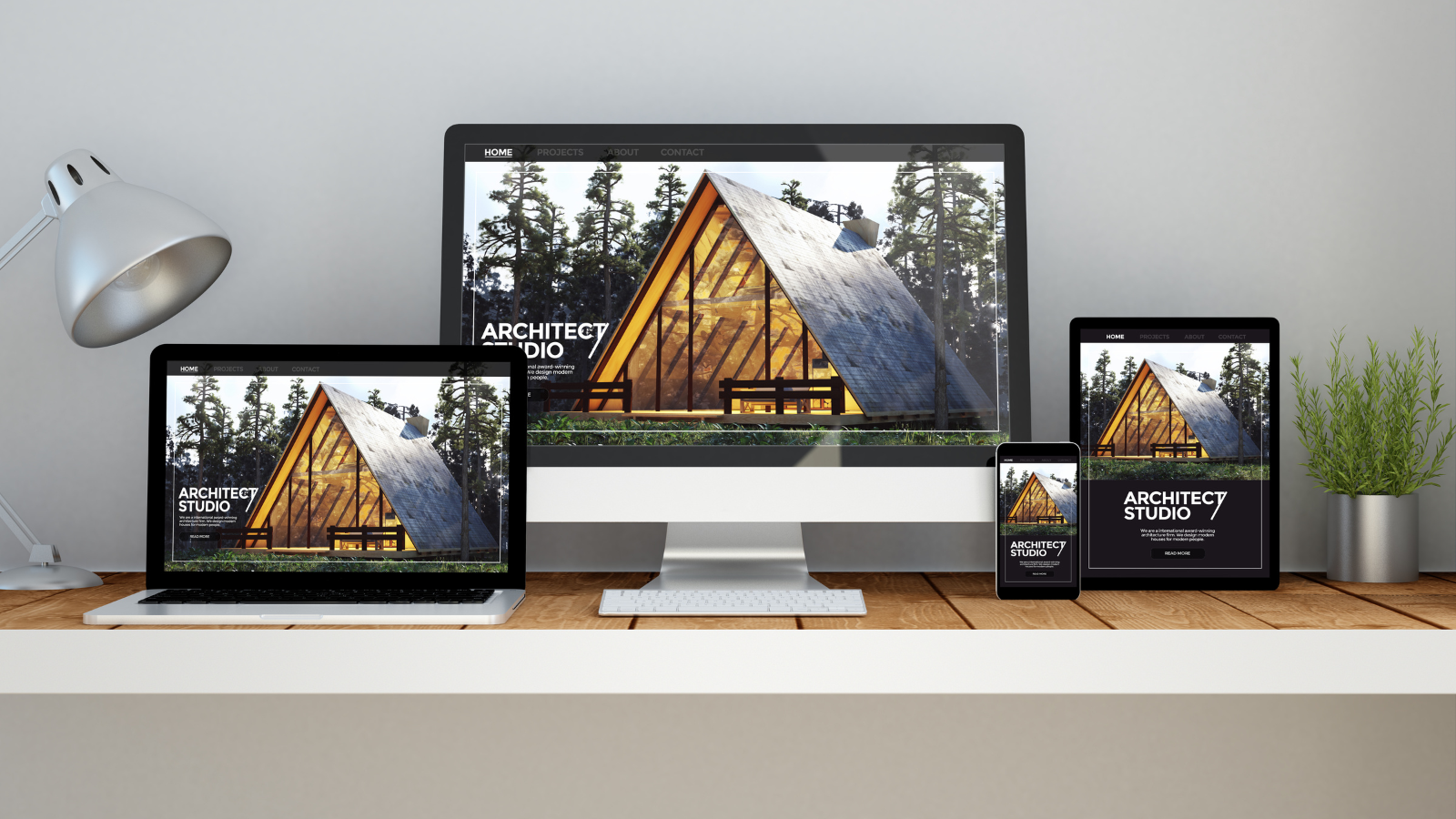 image of business website on desktop, tablet, and mobile devices